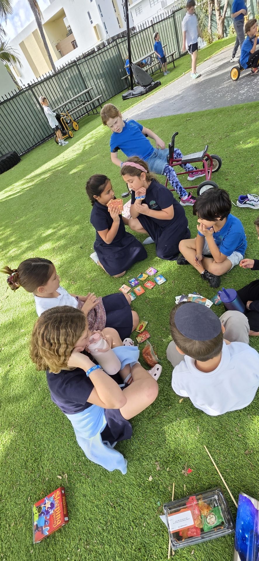Students sitting together on the grass outside
