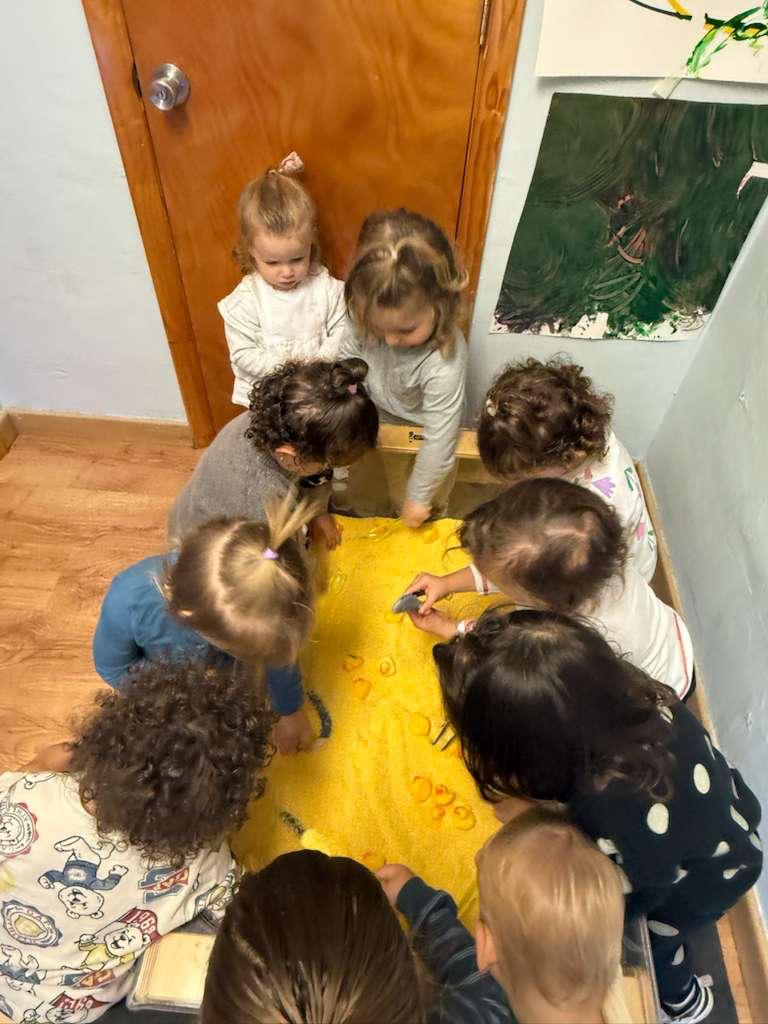 A young child discovering something new